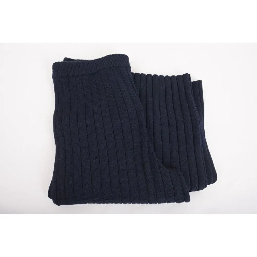 St. John Womens Knit Wide Leg Ribbed Pants L Navy Blue 100% Wool K814023 NWT - Picture 10 of 10